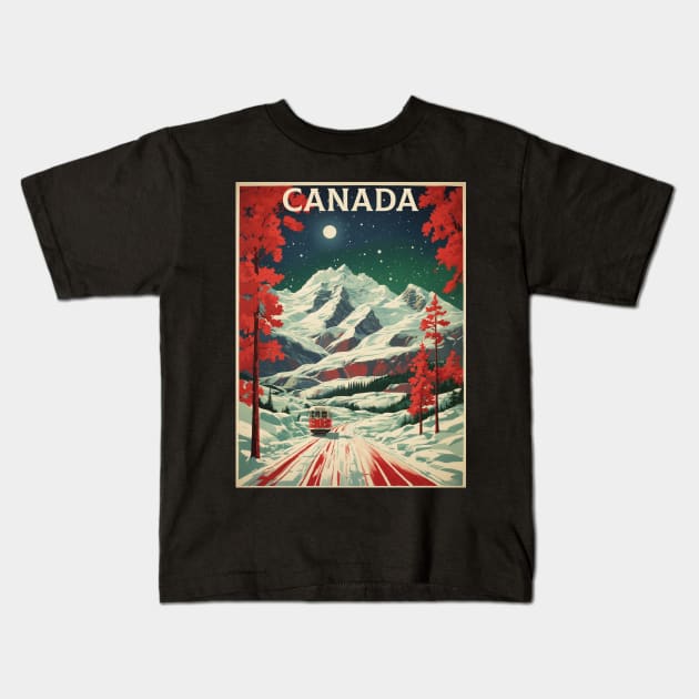 Canada Starry Night Vintage Poster Tourism Kids T-Shirt by TravelersGems